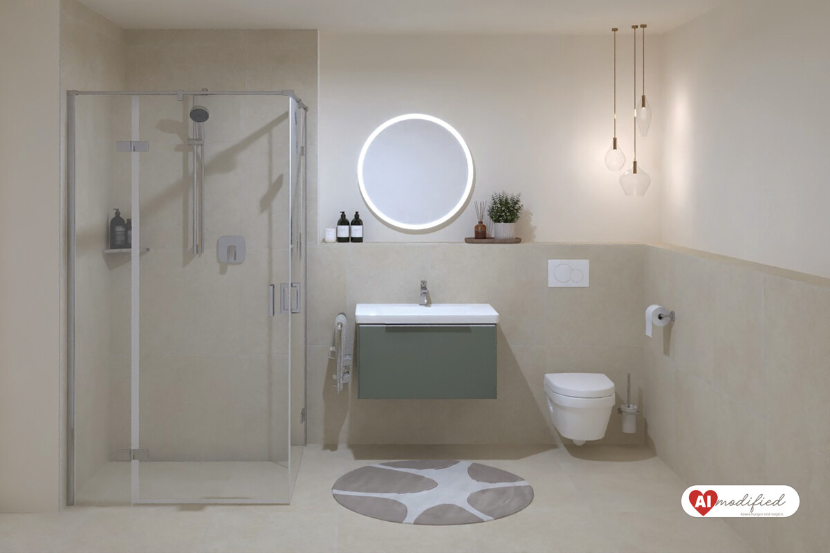 Beispiel-Badezimmer (Visualisierung, KI-Modifiziert)